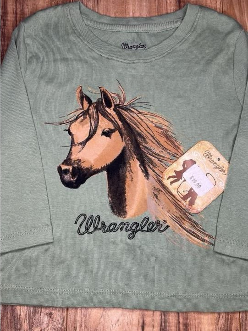 Wrangler Sage Green Horse Graphic Long Sleeve Tee